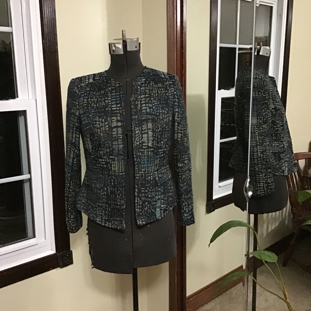 Elegant Blue Black Jacket / Kasper 4 Petite